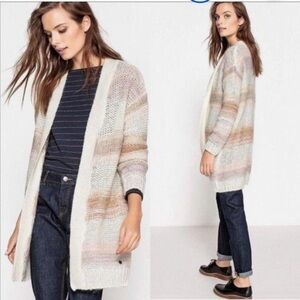 Anthropologie Numph Cardigan Sweater Loraina Striped Open Front S Wool Blend